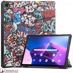 Dirbtinės odos atverčiamas dėklas - Grafiti (Lenovo tab m10 plus 10.6 (3rd gen) (TB128XU-ZAAJ0145PL-ZAAN0113SE)